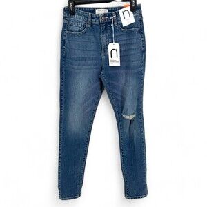 Nature Denim Womens High Rise Mom Jeans Medium Wash NWT Distressed Size 26